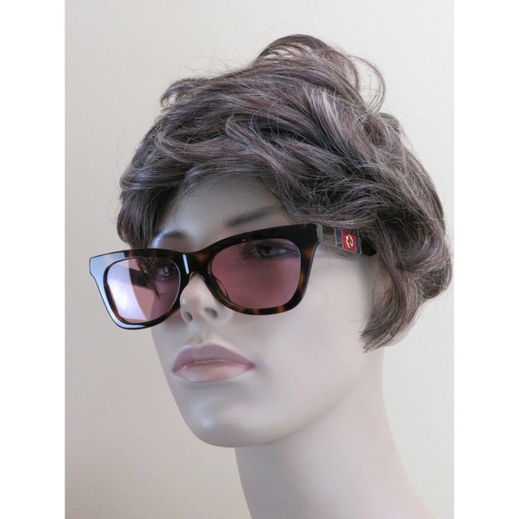 NWT GUCCI GG 0598S-003 NOVELTY HAVANA FRAME PINK LENS GG WEB LOGO SUNGLASSES main image 5